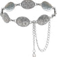 Engraved Floral Concho Chain Belt - Vintage Silver Belt
