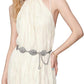 Engraved Floral Concho Chain Belt - Vintage Silver Belt