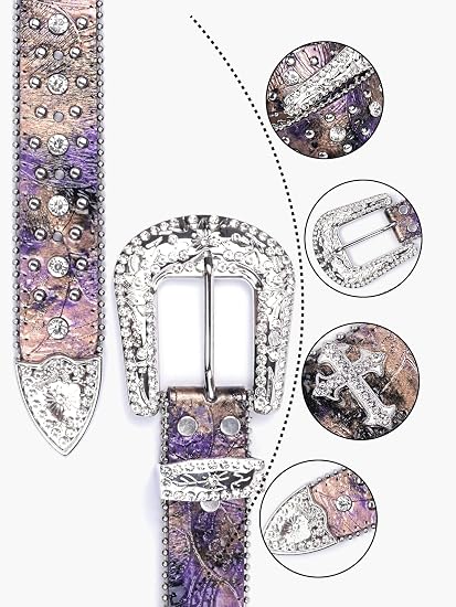 Multicolor Rhinestone Cross Western Belt - Bling Buckle