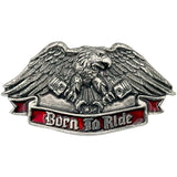 Born to Ride Eagle Pistons Biker Belt Buckle - Gold Tone Finish