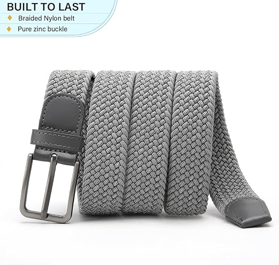 Braided Stretch Golf Belt with No-Hole Design for Men