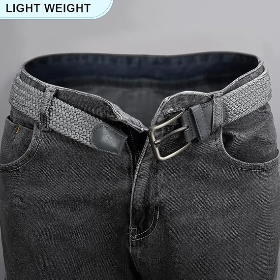 Braided Stretch Golf Belt with No-Hole Design for Men