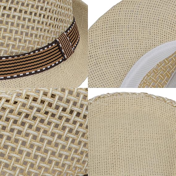 Breathable Straw Panama Fedora - Mesh Crown Sun Hat