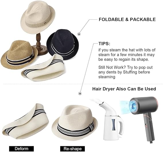 Breathable Straw Panama Fedora - Mesh Crown Sun Hat
