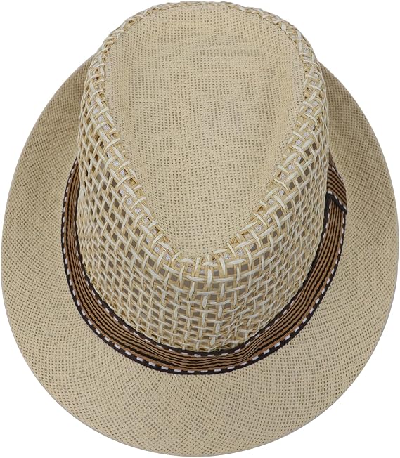 Breathable Straw Panama Fedora - Mesh Crown Sun Hat