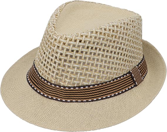 Breathable Straw Panama Fedora - Mesh Crown Sun Hat