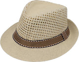 Breathable Straw Panama Fedora - Mesh Crown Sun Hat