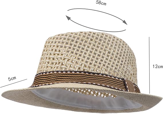 Breathable Straw Panama Fedora - Mesh Crown Sun Hat