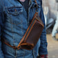 Unisex Brown Leather Fanny Pack - Crossbody Travel Pouch