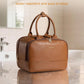 Brown Leather Travel Toiletry Bag with 17 Pockets & Dry/Wet Separation
