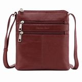 Women's Red Genuine Cowhide Leather Crossbody Bag with 60 in Strap