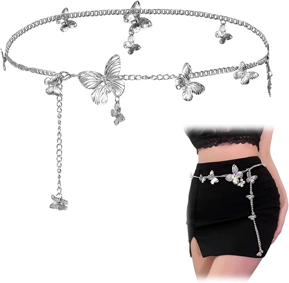 Butterfly Charm Concho Chain Belt - Delicate Gold Style