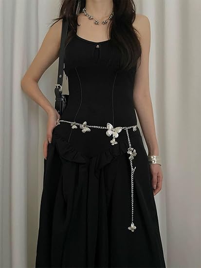 Butterfly Charm Concho Chain Belt - Delicate Gold Style