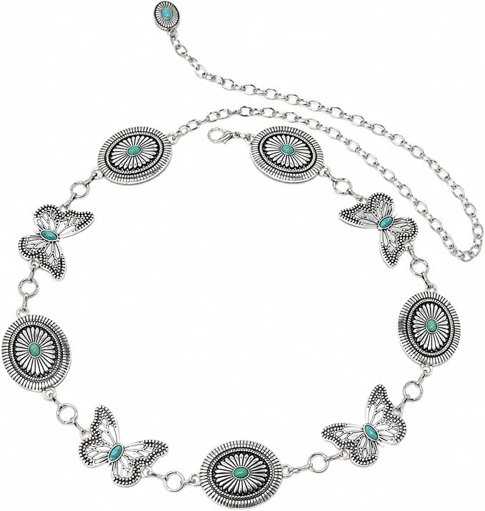 Butterfly Turquoise Waist Chain - Western Vintage Belt