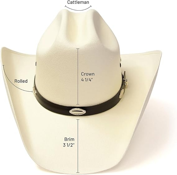 Straw Cattleman Cowboy Hat - Silver Concho Detail