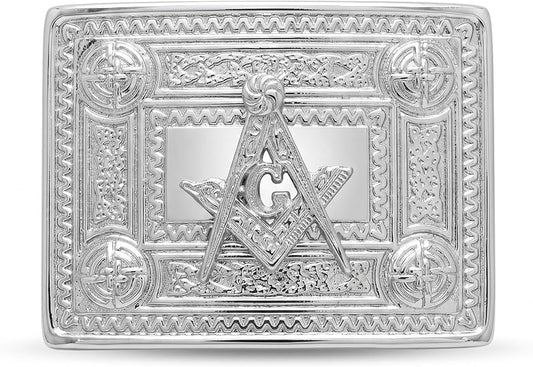 Celtic Knotwork Fraternal Kilt Belt Buckle Chrome Finish