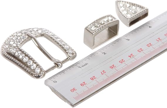 Classic Rhinestone Buckle Set - Buckle, Keeper & Tip