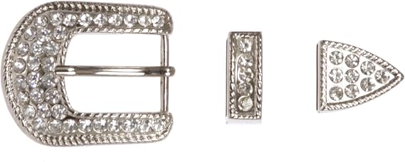 Classic Rhinestone Buckle Set - Buckle, Keeper & Tip