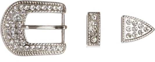 Classic Rhinestone Buckle Set - Buckle, Keeper & Tip