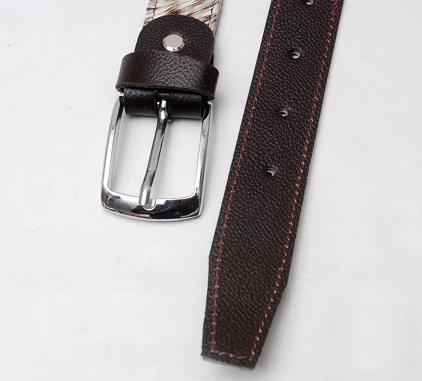 Cowhide Hair-On Leather Belt for Men & Women - Real Leather