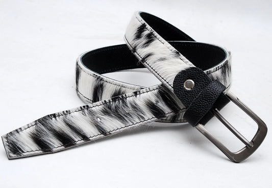Cowhide Hair-On Leather Belt for Men & Women - Real Leather