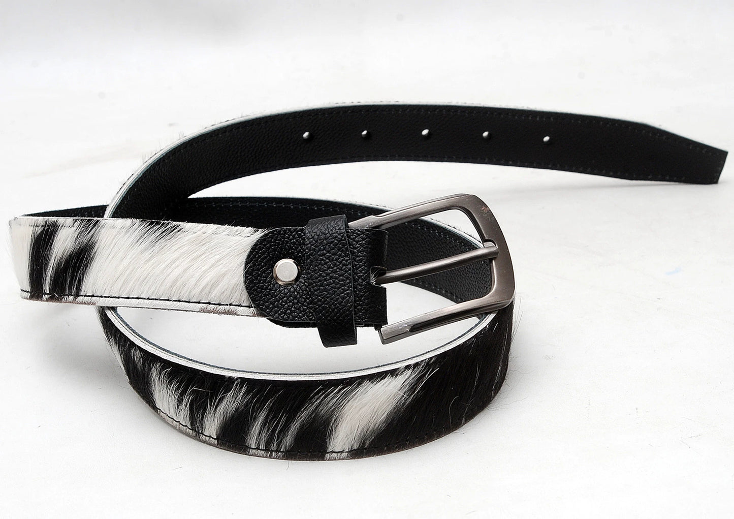 Cowhide Hair-On Leather Belt - Classic Trouser Style
