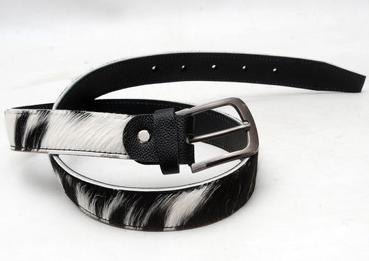 Cowhide Hair-On Leather Belt - Classic Trouser Style