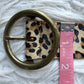 Leopard Print Hair-On Hide Belt - Round Brass Buckle