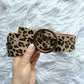 Leopard Print Hair-On Hide Belt - Round Brass Buckle