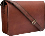 Vintage Leather Crossbody Laptop Satchel – 14" Compact