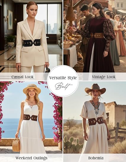 Woven Corset Belt - Double Gold Buckle Waspie Belt