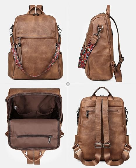 Convertible Leather Backpack Purse for Women - 13" Laptop