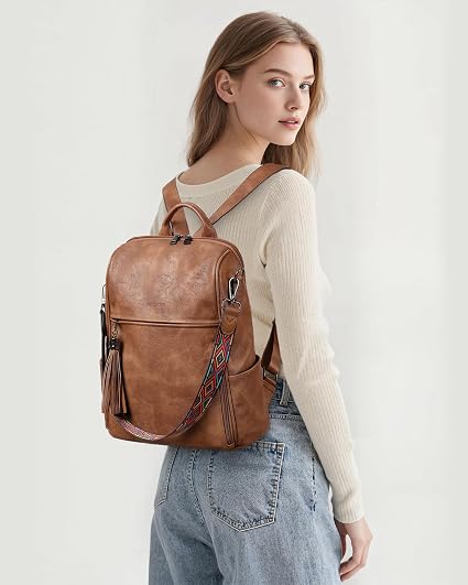 Convertible Leather Backpack Purse for Women - 13" Laptop