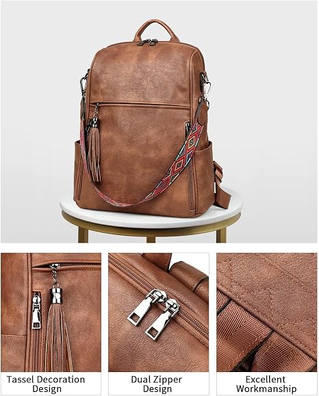 Convertible Leather Backpack Purse for Women - 13" Laptop