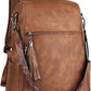 Convertible Leather Laptop Backpack for Women - 15.6