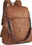 Convertible Leather Laptop Backpack for Women - 15.6