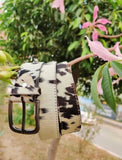 Hair-On Cowhide Square Buckle Dress Belt - Black & White