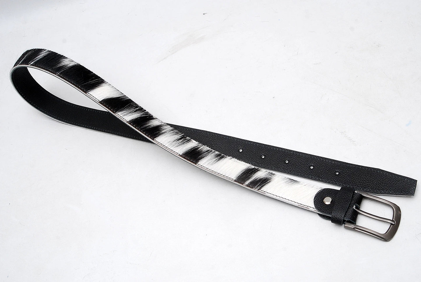 Cowhide Hair-On Leather Belt - Classic Trouser Style