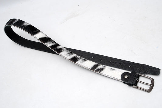 Cowhide Hair-On Leather Belt - Classic Trouser Style