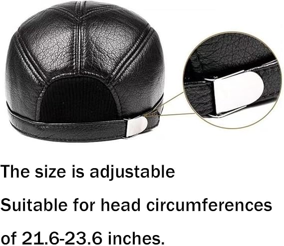 Cowhide Leather Winter Baseball Cap with Ear Protection