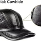 Cowhide Leather Winter Baseball Cap with Ear Protection