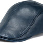 Genuine Leather Newsboy Cap with Curved Visor