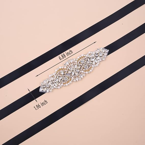 Crystal Pearl Wedding Gown Belt - Handmade Bridal Sash