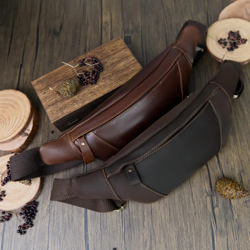 Men's Customized Leather Waist Pouch - Active Lifestyle