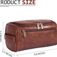 Dark Brown Hanging Leather Toiletry Bag with Metal Hook
