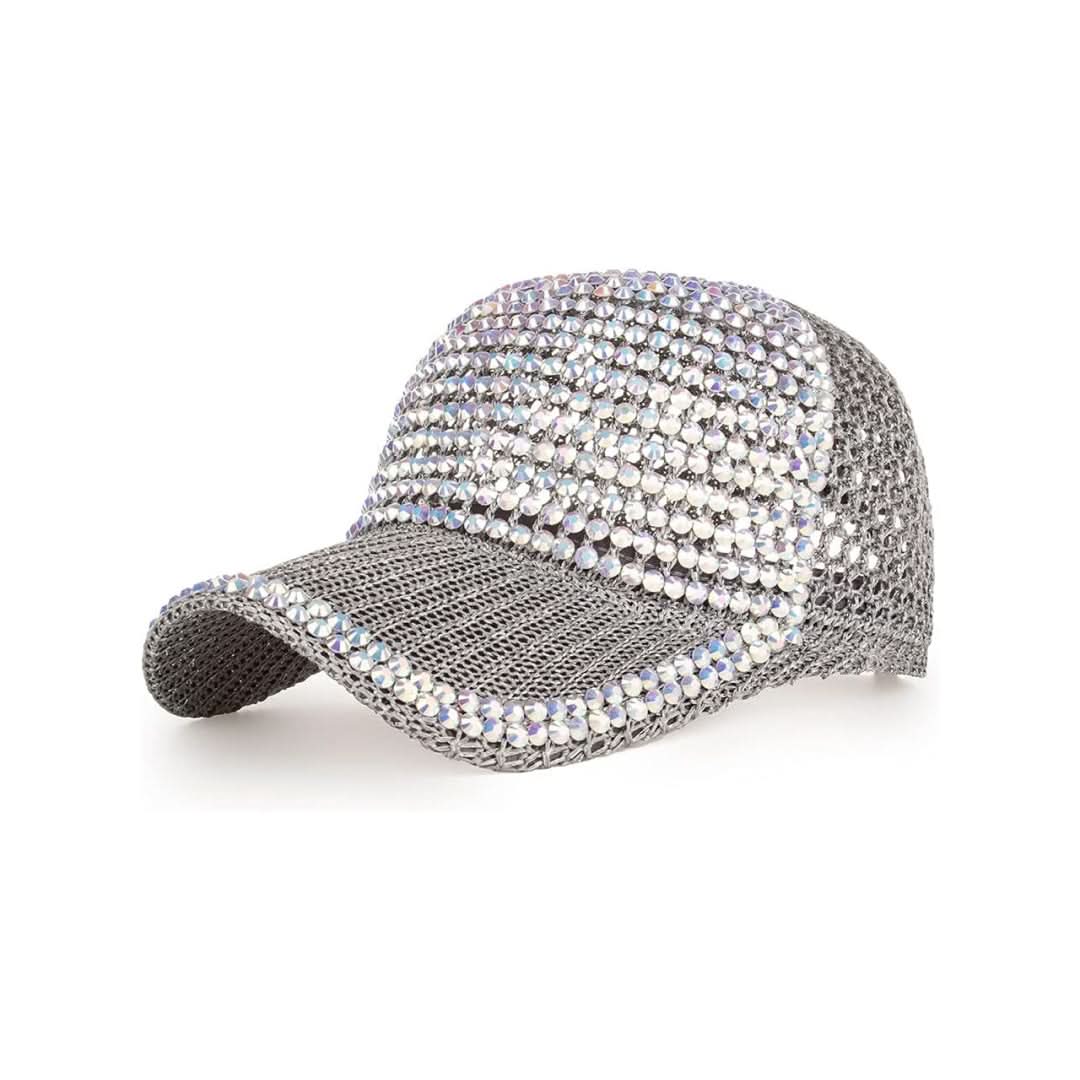 Dazzling Rhinestone Ponytail Cap – Adjustable, Breathable Mesh