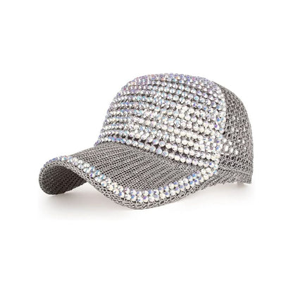 Dazzling Rhinestone Ponytail Cap – Adjustable, Breathable Mesh