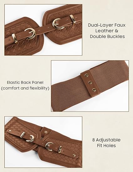 Double Gold Buckle Corset Belt - Braided Waspie Belt