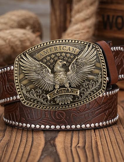 American 1776 Bald Eagle Belt Buckle - Patriotic Western