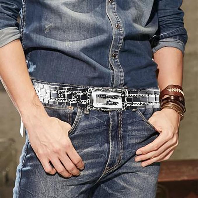 Stainless Steel Letter Buckle Dress Belt - Adjustable